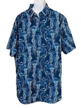 Murano Men's Blue Jellyfish Short Sleeve Hawaiian Style Shirt Size 3XB Vacation